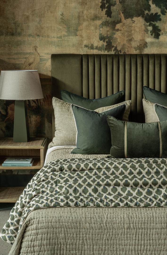 Bianca Lorenne Kasumi Verde/Teal Comforter | Luxury Linen Comforter NZ image 0